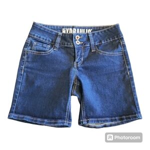 HYDRAULIC Dark Blue Denim Women's Midi Jean Shorts Size 3/4.